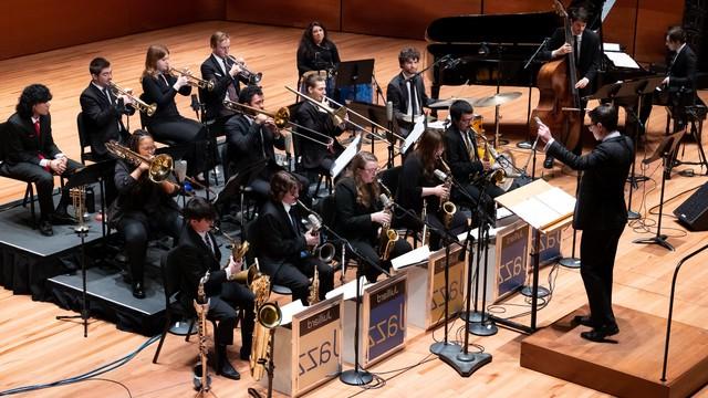 jazz orchestra performing on stage